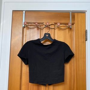 Black lace up crop top with lace back